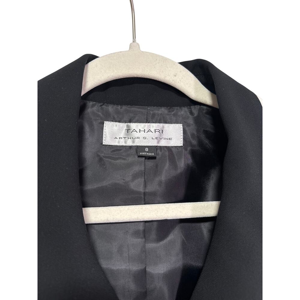 Tahari Black Cropped Blazer with White Trim Size 8 - Picture 3 of 7